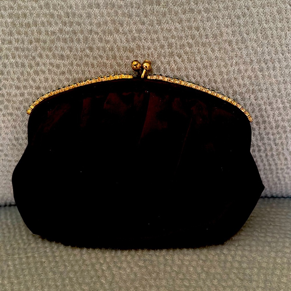 Vintage L&M Evening Satin Bag with Rhinestones